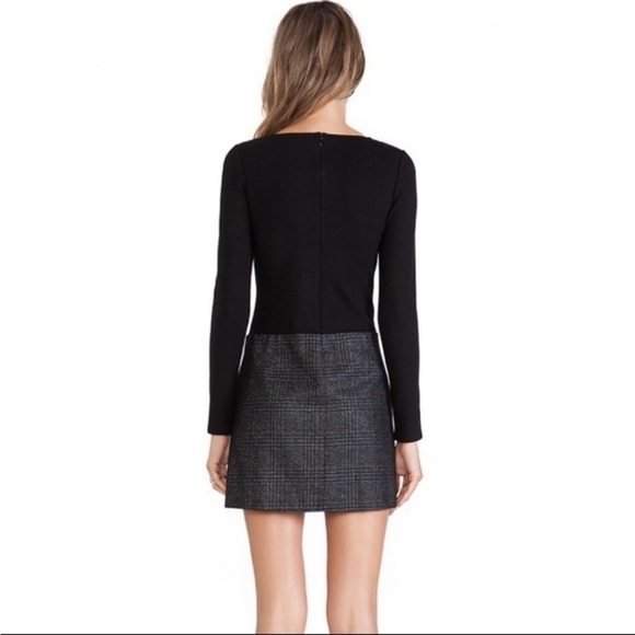 Theory Bowmont Drop Waist Black and Gray Mini Dress Size 6 - Picture 2 of 5